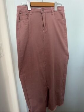 Dusty Rose High-Waist Jeans Skirt